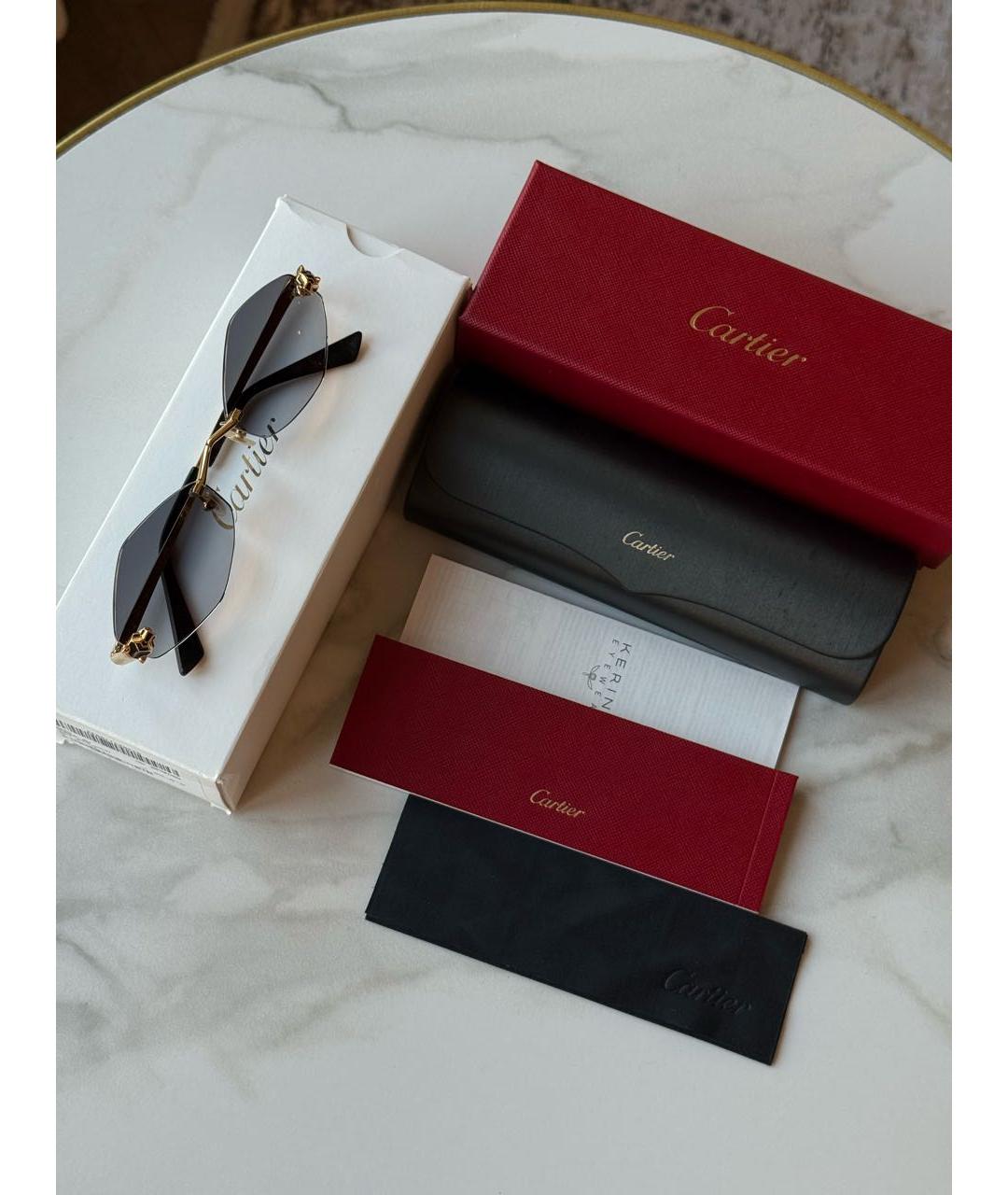 CARTIER Коричневые металлические солнцезащитные очки, фото 4