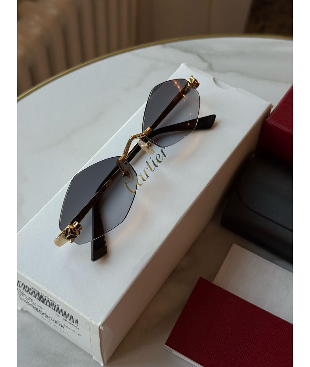 CARTIER Коричневые металлические солнцезащитные очки, фото 6