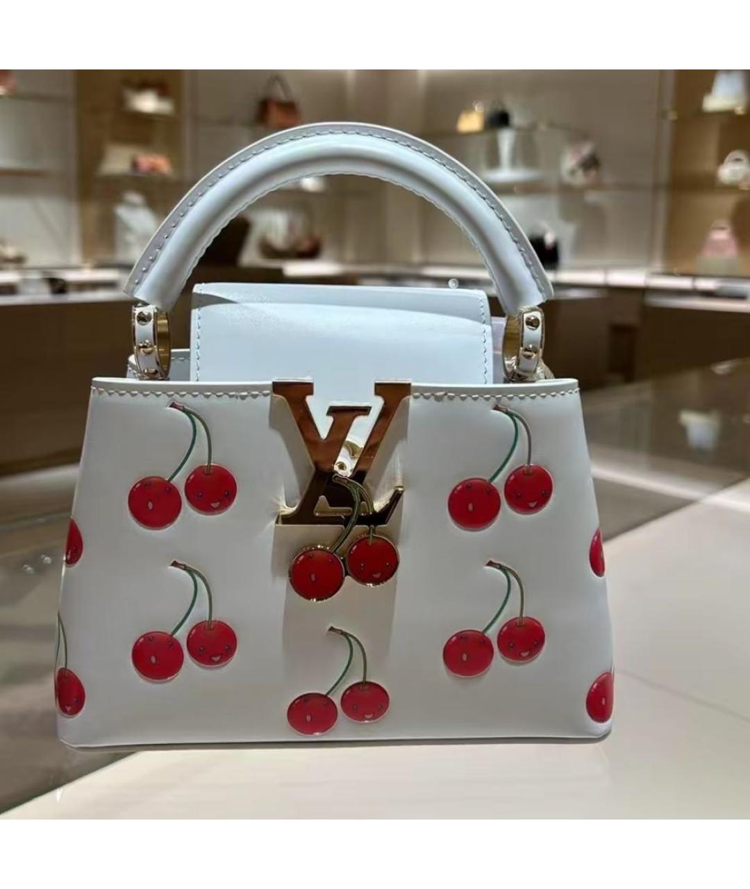 LOUIS VUITTON Белая кожаная сумка с короткими ручками, фото 3