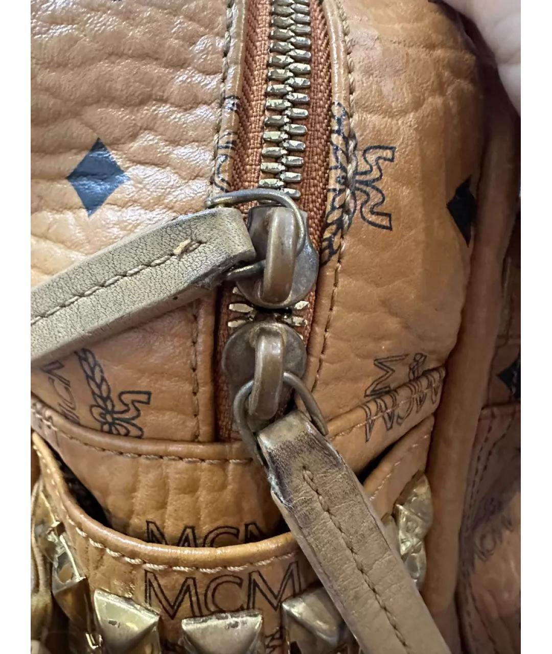 MCM Коричневая кожаная сумка с короткими ручками, фото 7