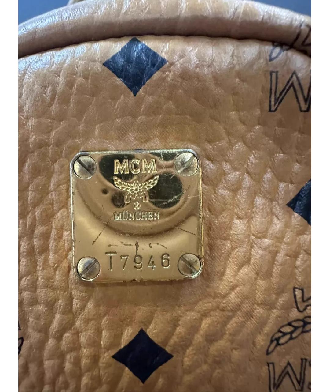 MCM Коричневая кожаная сумка с короткими ручками, фото 8