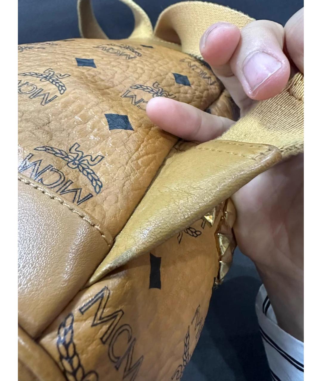 MCM Коричневая кожаная сумка с короткими ручками, фото 6