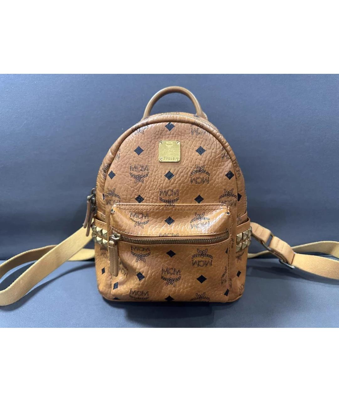 MCM Коричневая кожаная сумка с короткими ручками, фото 10