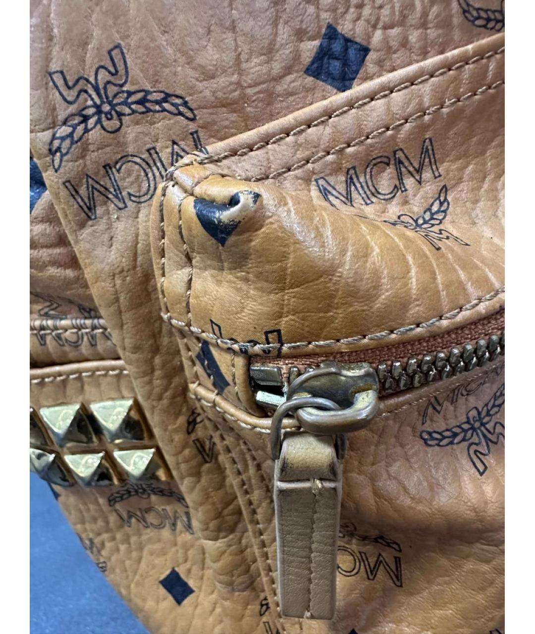 MCM Коричневая кожаная сумка с короткими ручками, фото 3