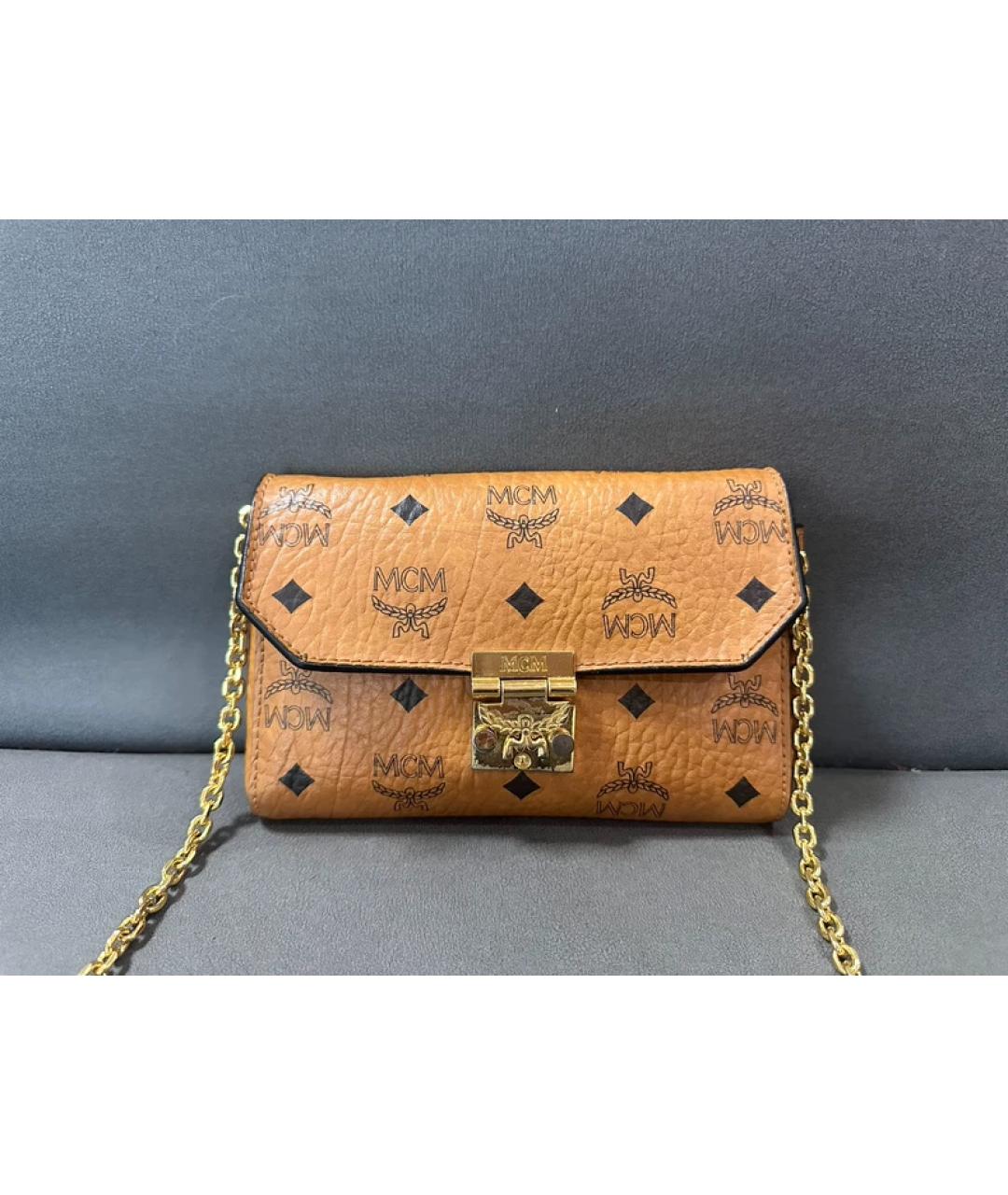 MCM Коричневая кожаная сумка через плечо, фото 7