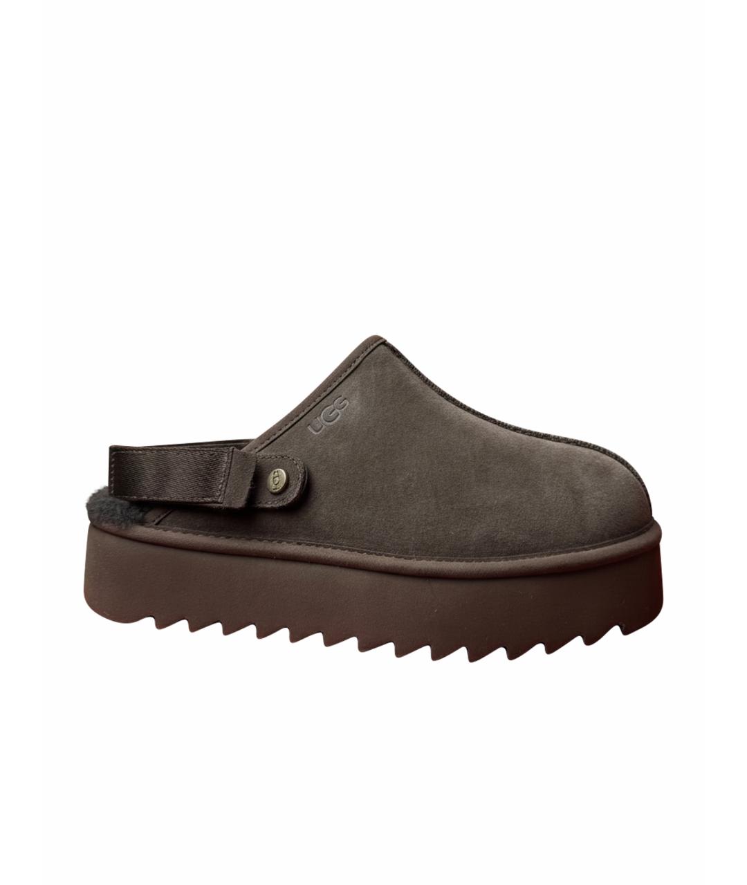UGG AUSTRALIA Коричневые замшевые сабо, фото 1