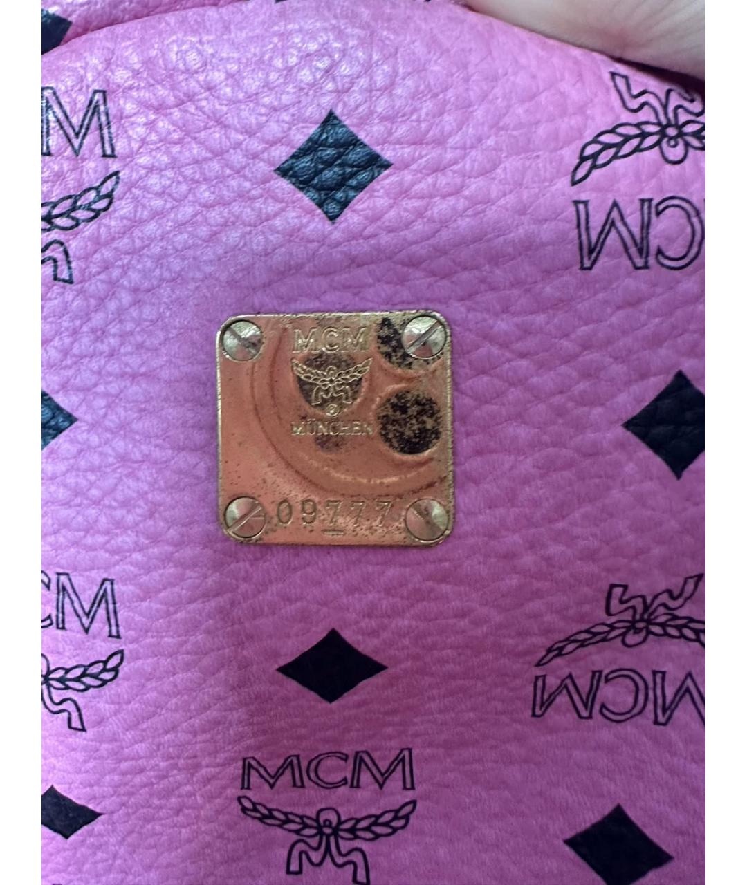 MCM Розовый кожаный рюкзак, фото 3