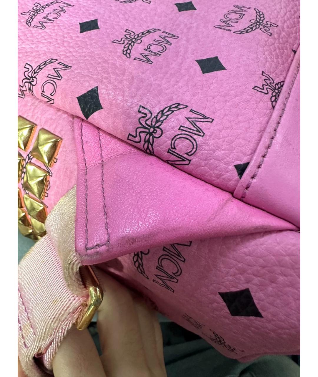 MCM Розовый кожаный рюкзак, фото 8