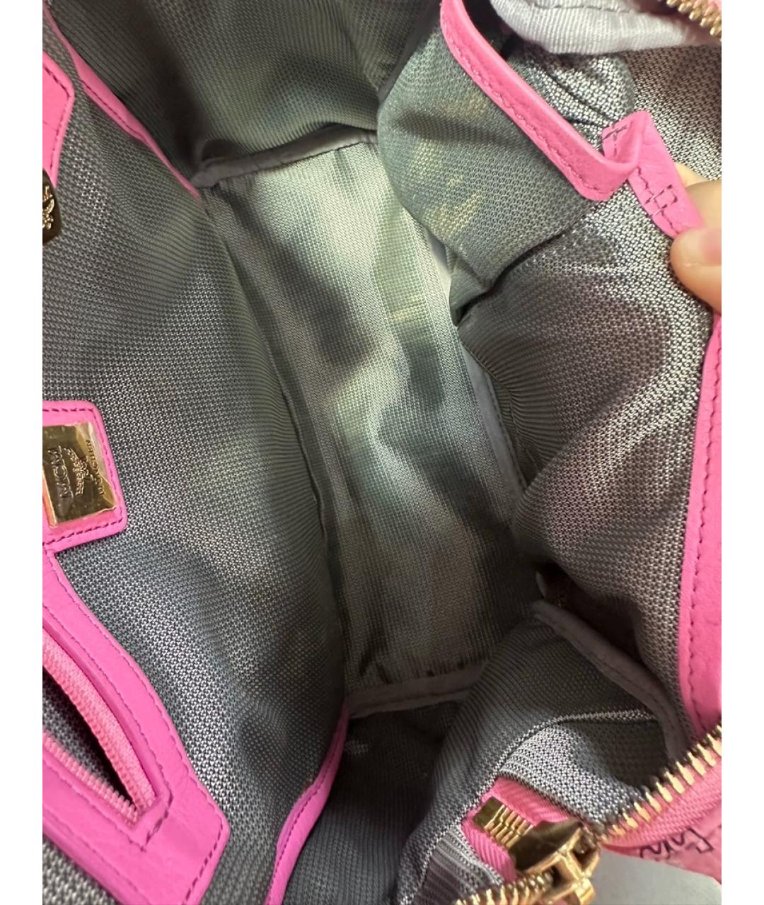 MCM Розовый кожаный рюкзак, фото 9