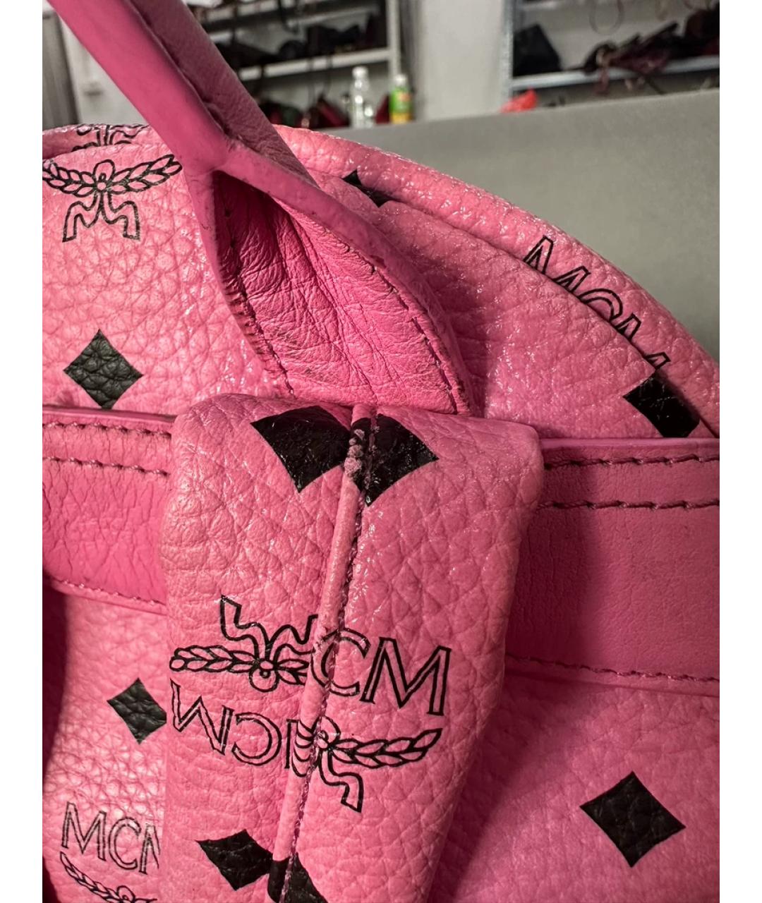 MCM Розовый кожаный рюкзак, фото 6
