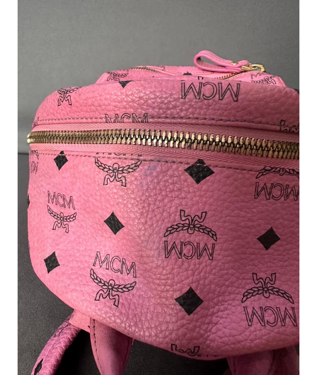MCM Розовый кожаный рюкзак, фото 5