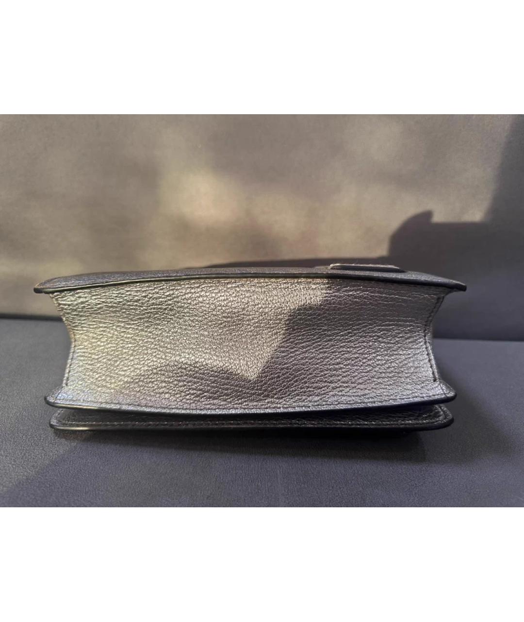 MIU MIU Серебряная кожаная сумка с короткими ручками, фото 3