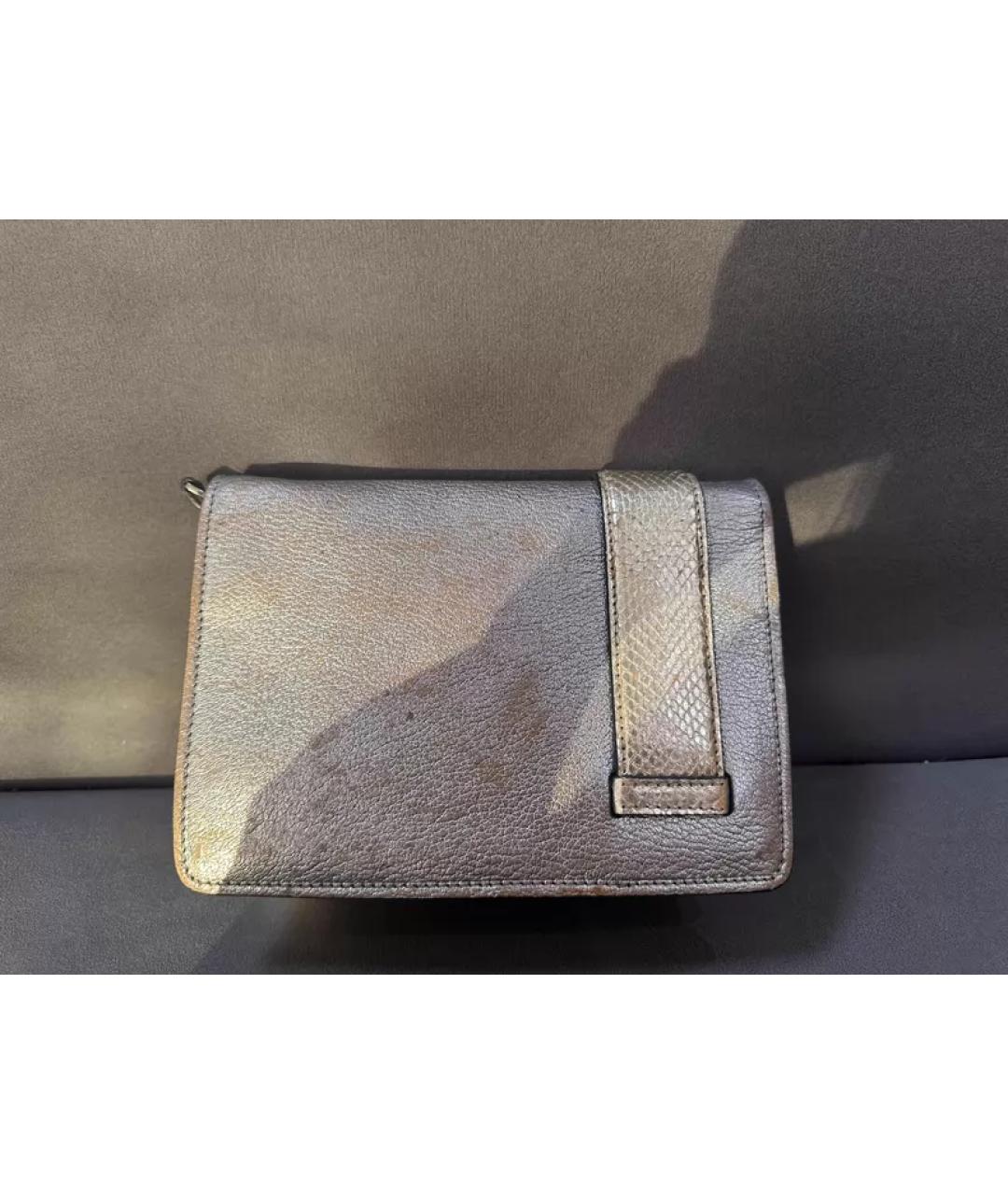 MIU MIU Серебряная кожаная сумка с короткими ручками, фото 2