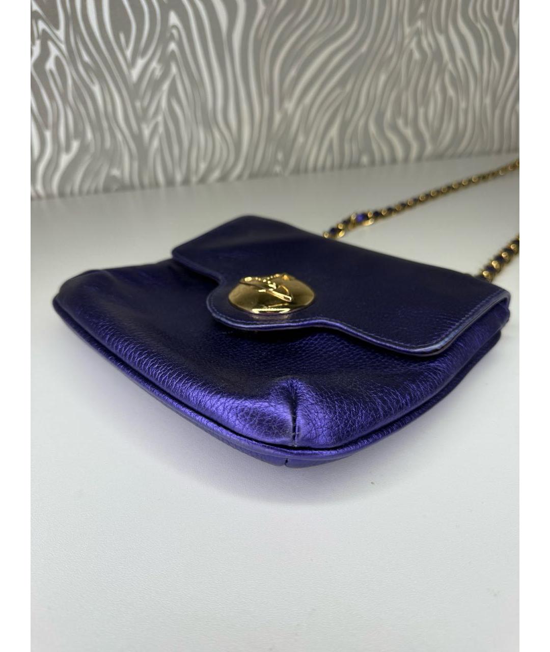 VIVIENNE WESTWOOD Фиолетовая кожаная сумка через плечо, фото 6