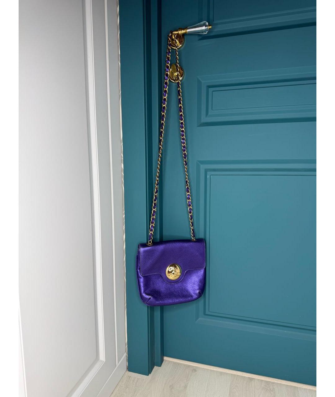 VIVIENNE WESTWOOD Фиолетовая кожаная сумка через плечо, фото 9