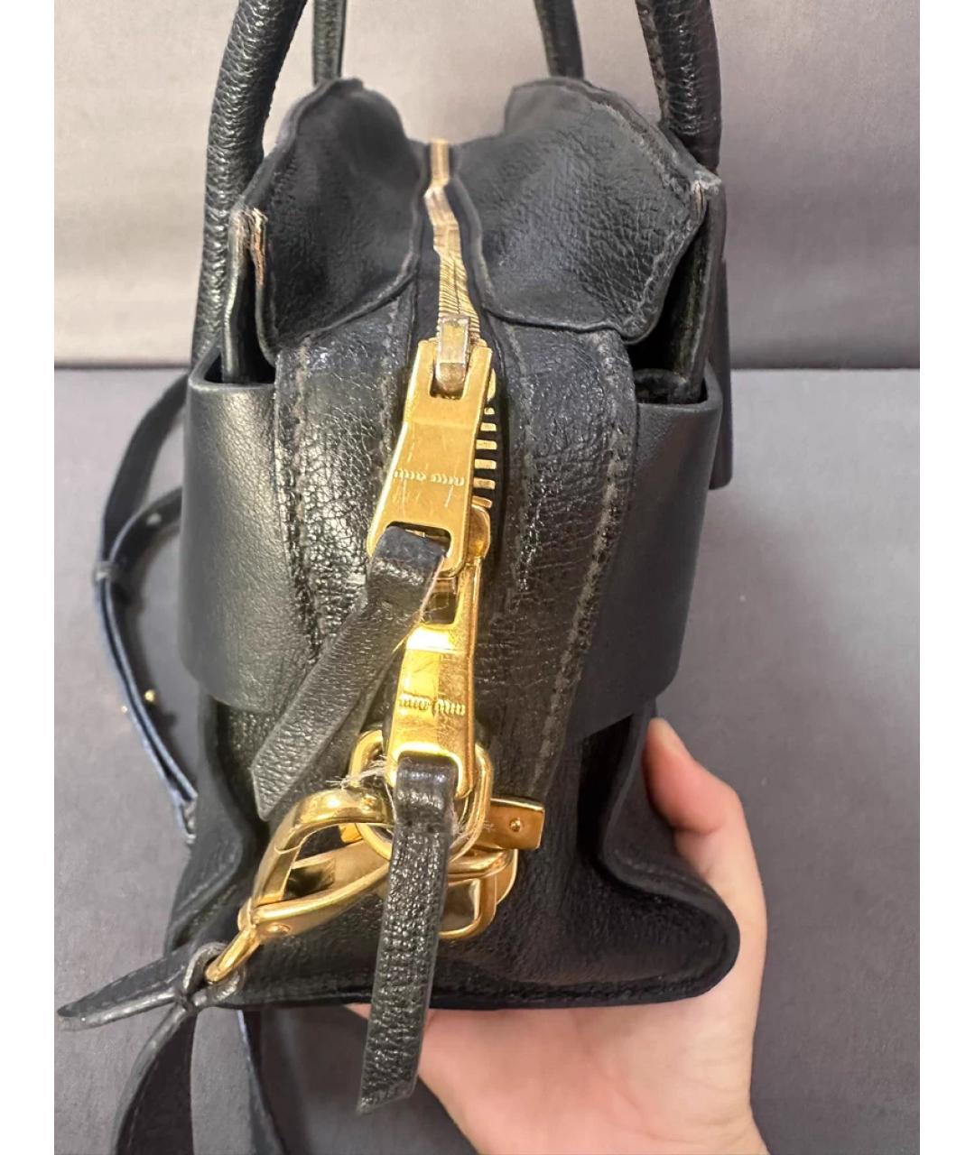 MIU MIU Черная кожаная сумка с короткими ручками, фото 5