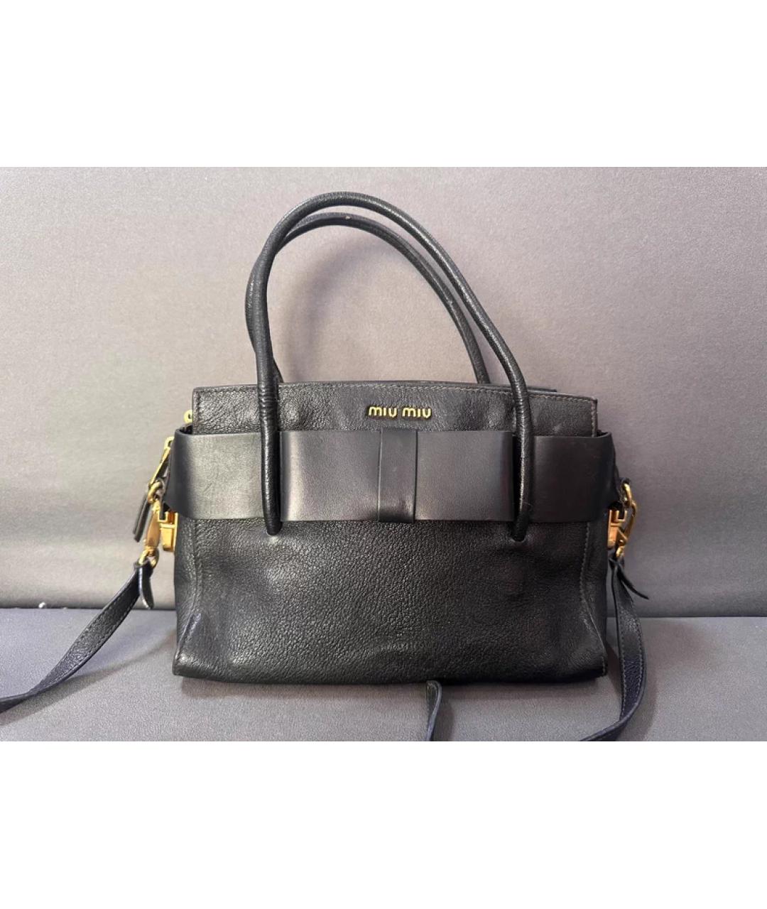 MIU MIU Черная кожаная сумка с короткими ручками, фото 10