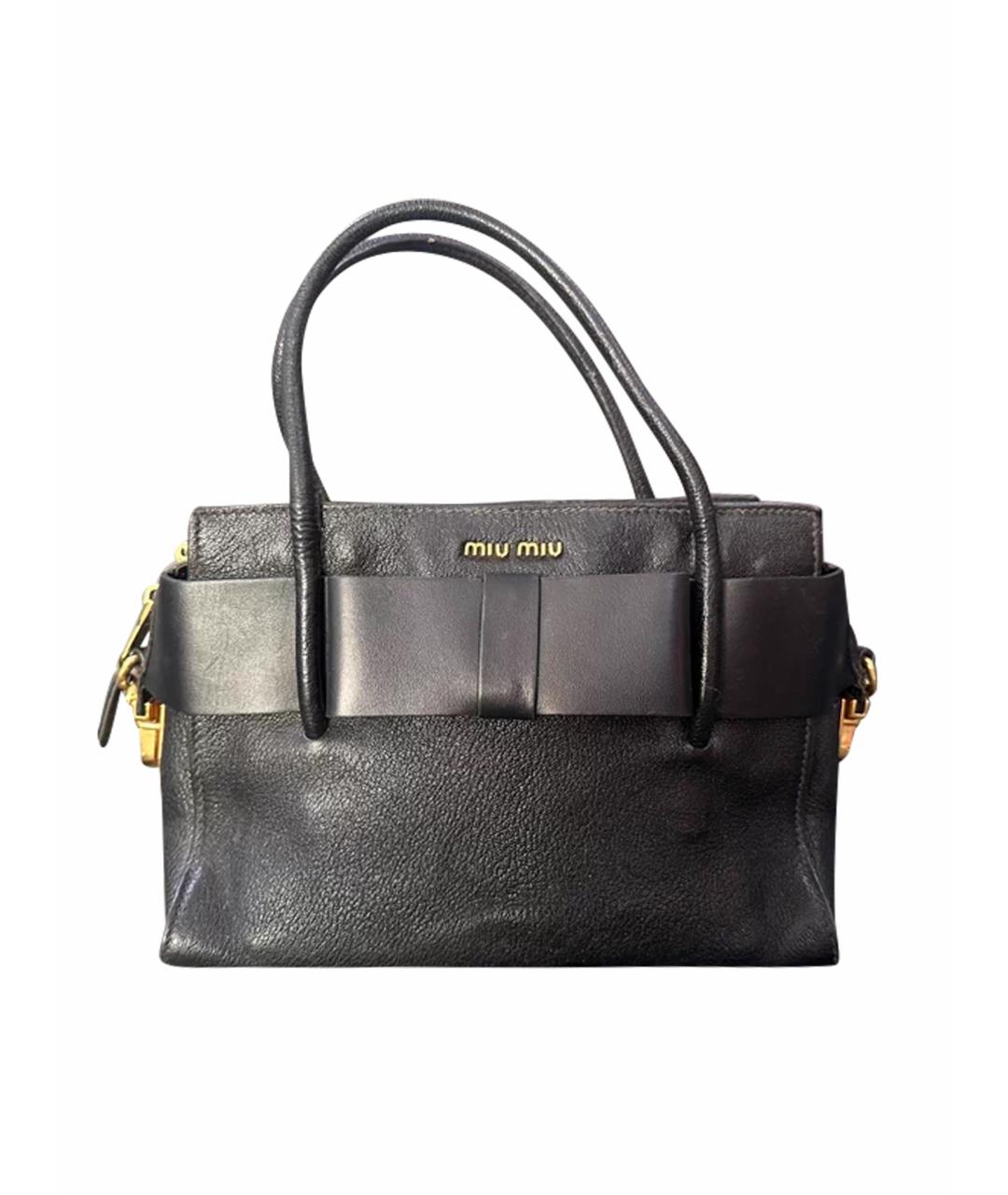 MIU MIU Черная кожаная сумка с короткими ручками, фото 1