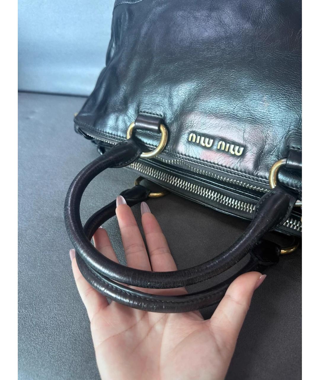 MIU MIU Черная кожаная сумка с короткими ручками, фото 8