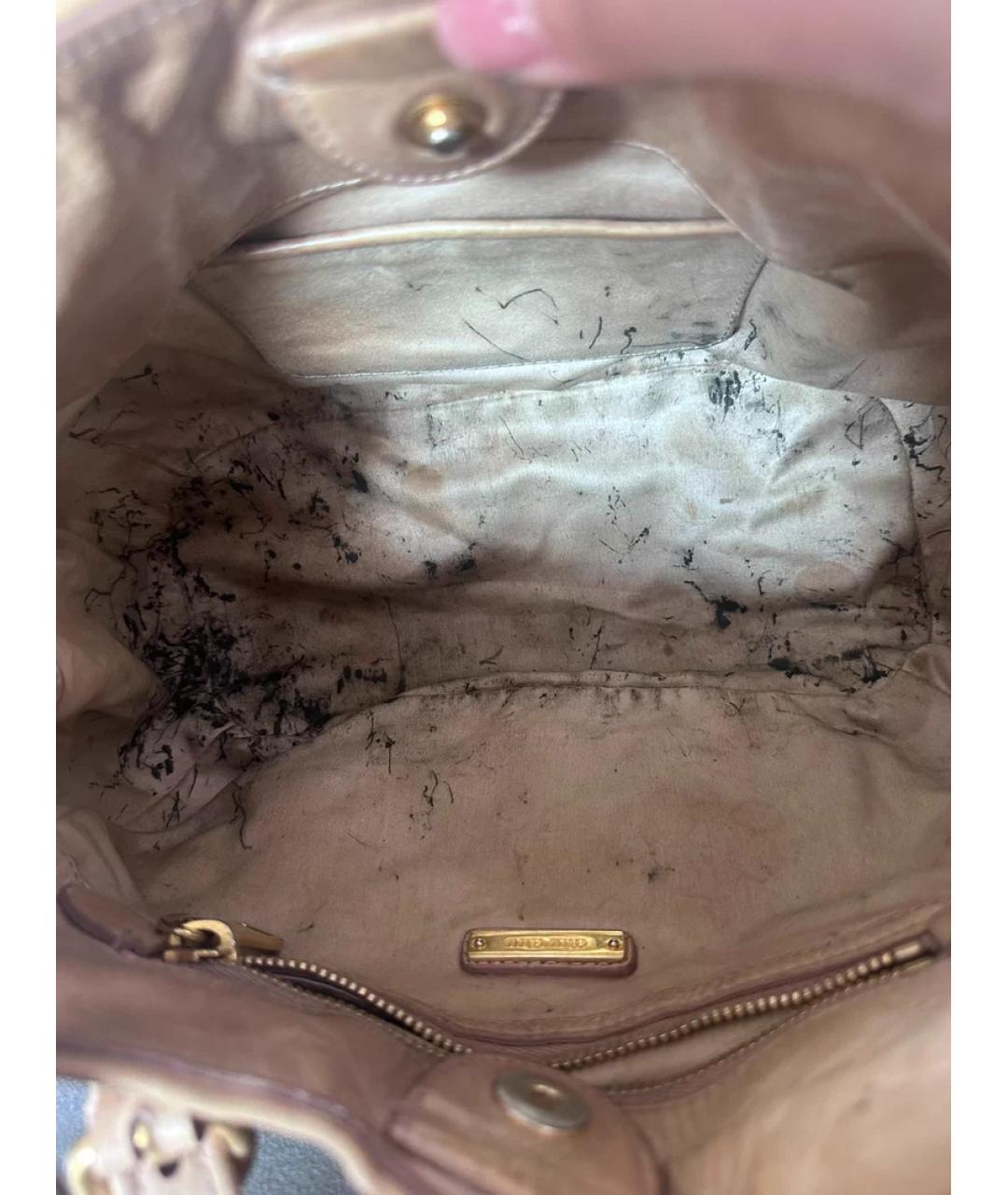 MIU MIU Бежевая кожаная сумка с короткими ручками, фото 9
