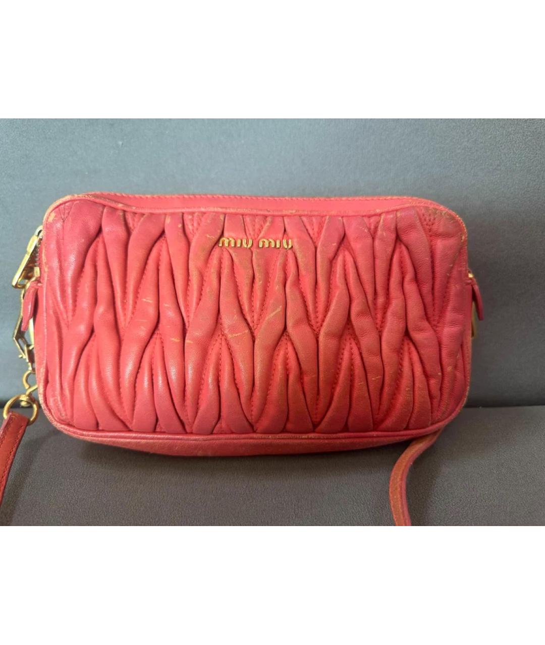 MIU MIU Коралловая кожаная сумка через плечо, фото 10