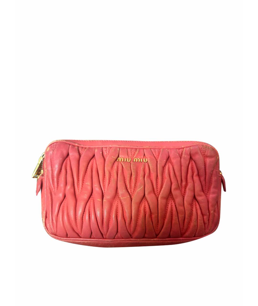 MIU MIU Коралловая кожаная сумка через плечо, фото 1