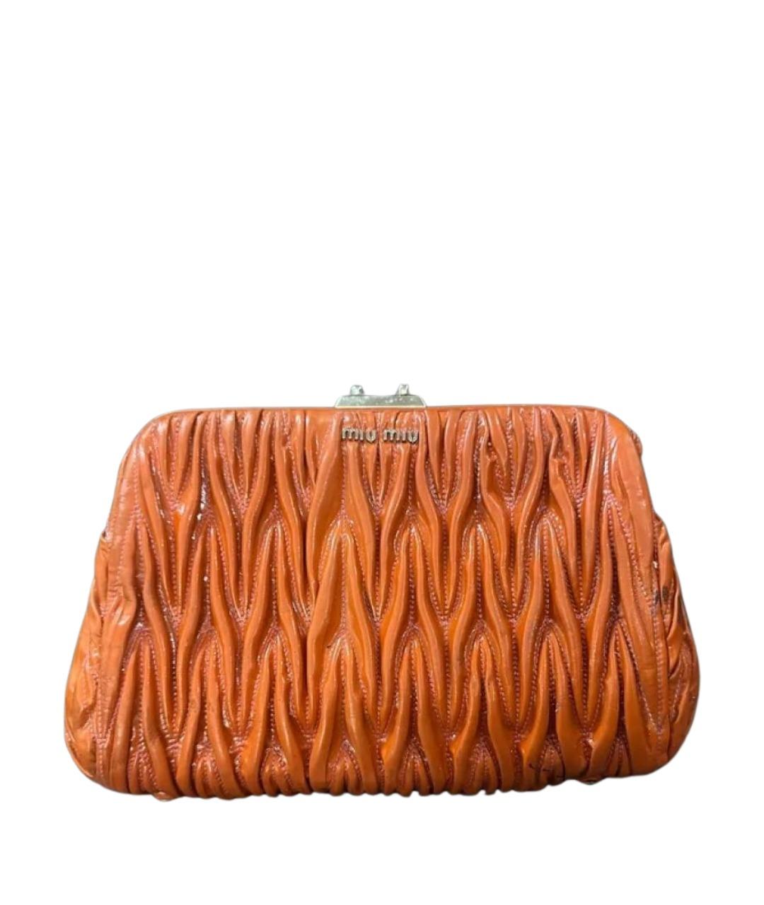 MIU MIU Оранжевая кожаная сумка с короткими ручками, фото 1