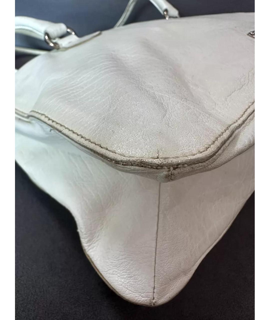 PRADA Белая кожаная сумка с короткими ручками, фото 4