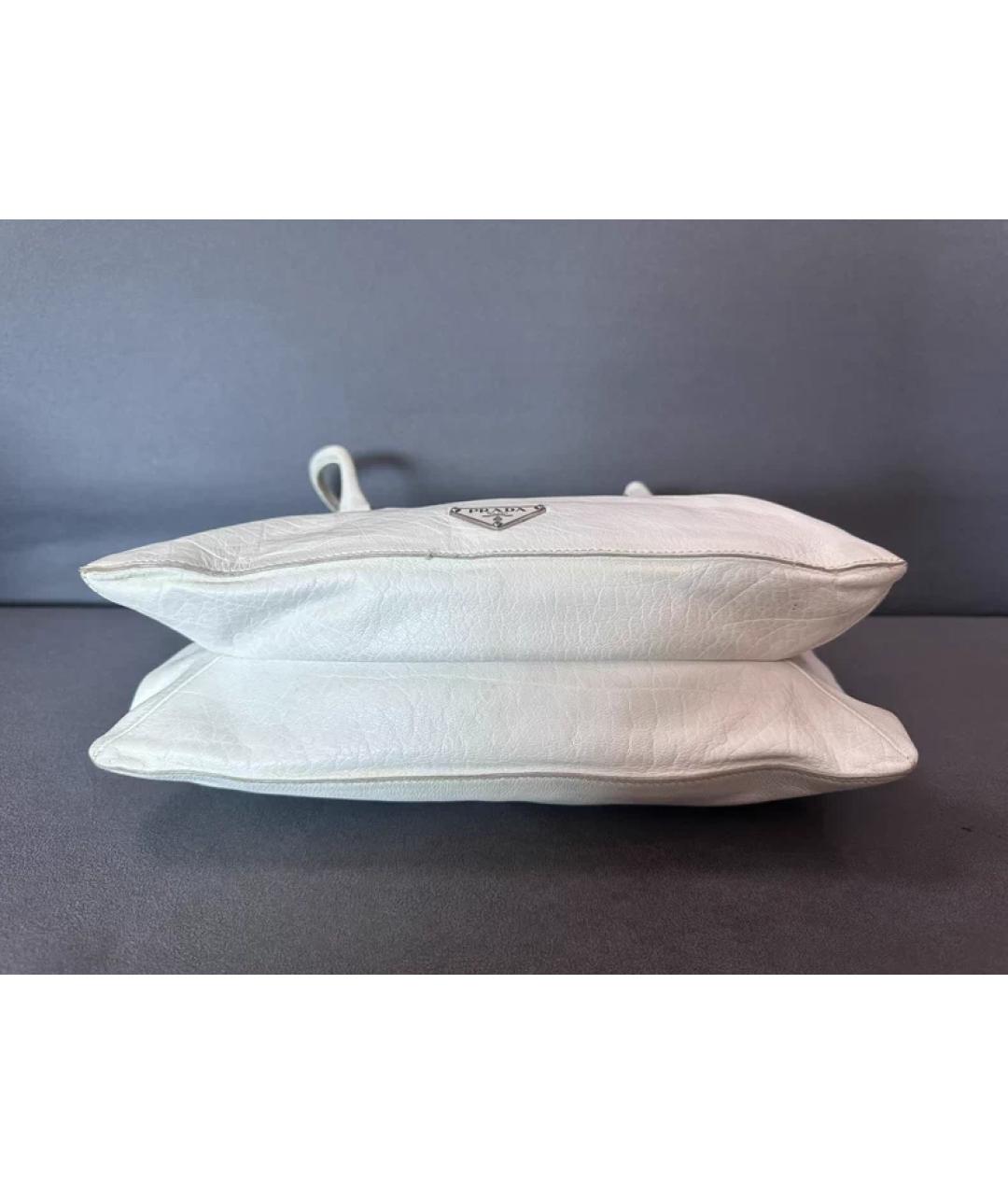 PRADA Белая кожаная сумка с короткими ручками, фото 3