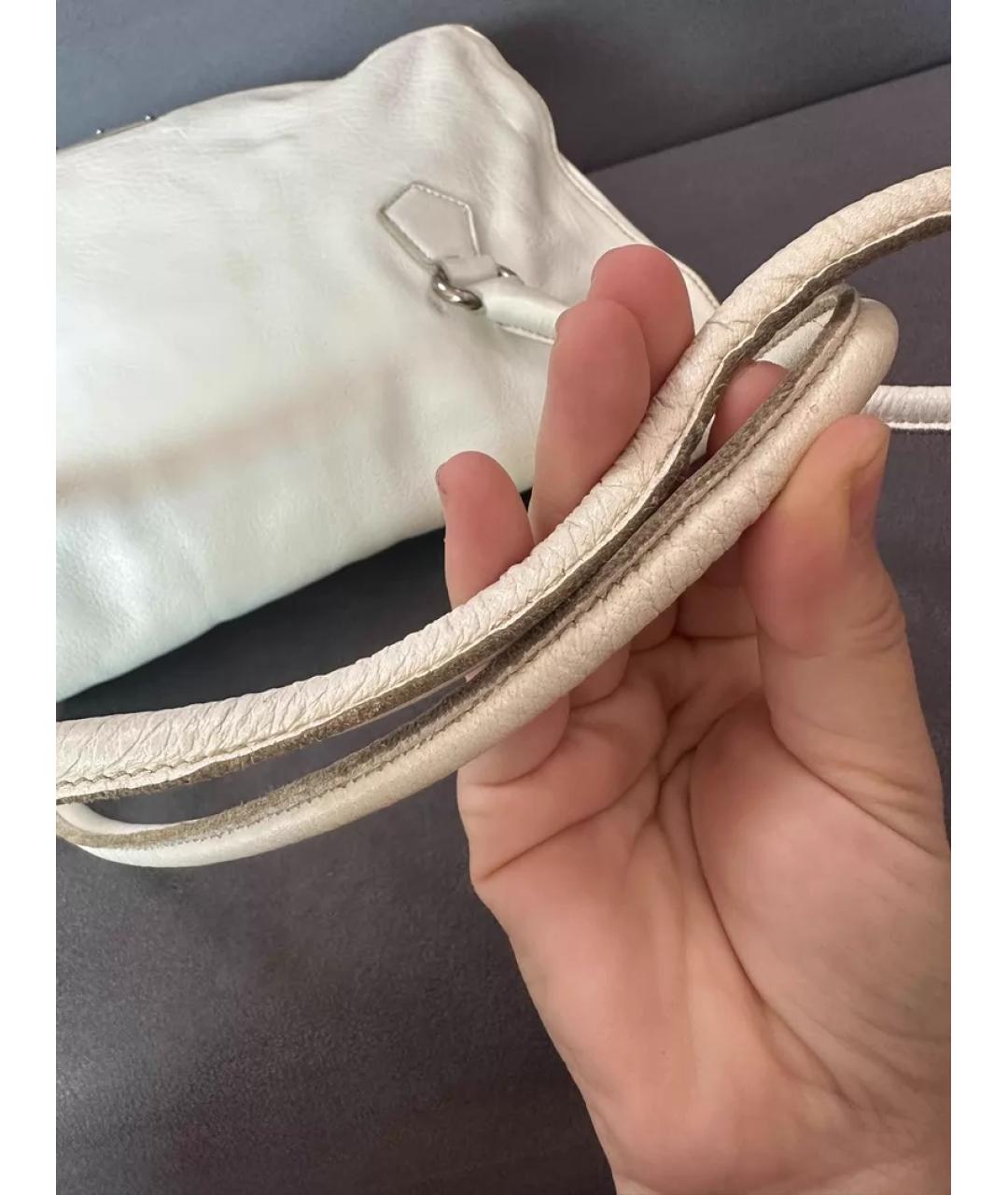 PRADA Белая кожаная сумка с короткими ручками, фото 7
