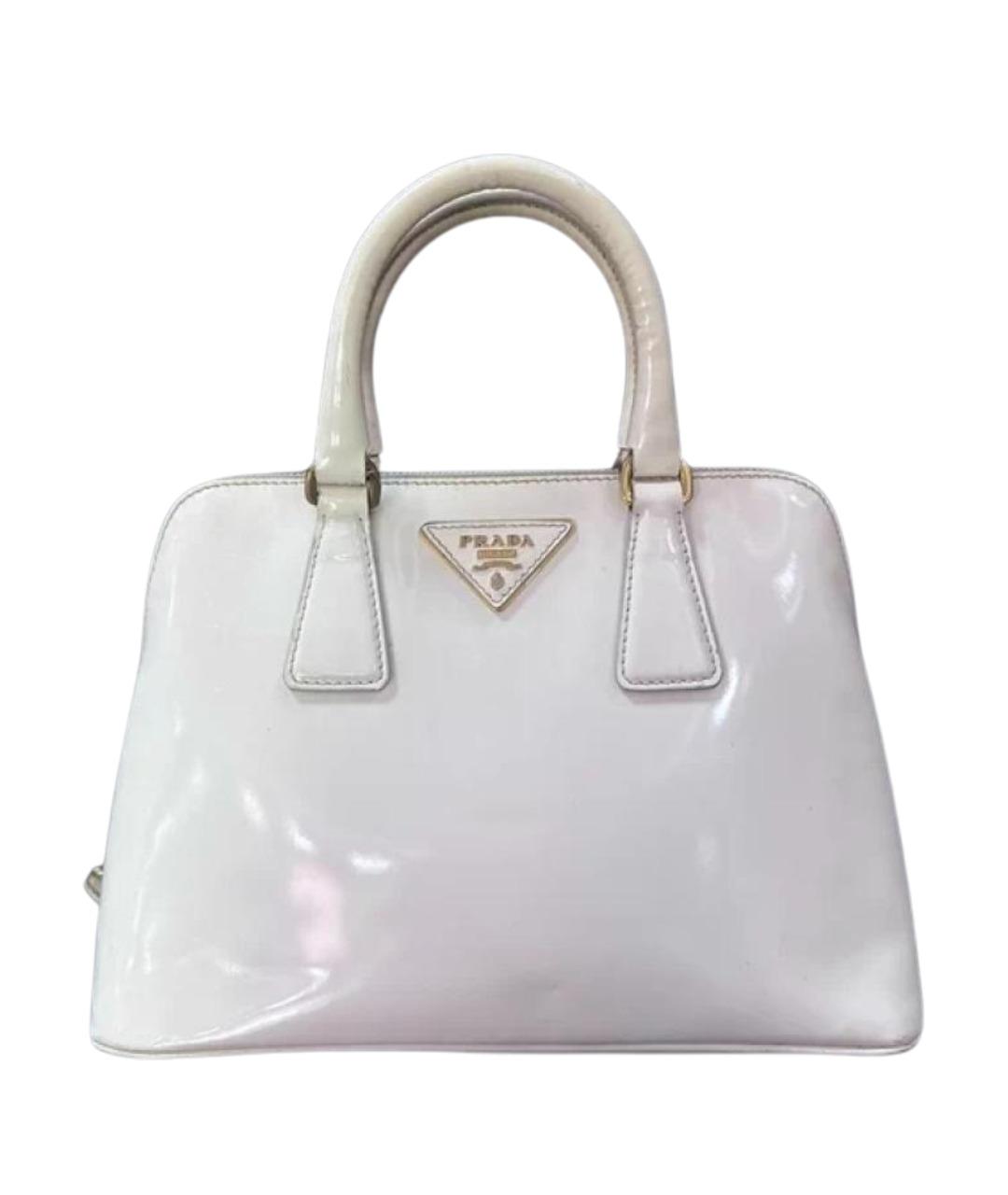 PRADA Белая сумка с короткими ручками из лакированной кожи, фото 1