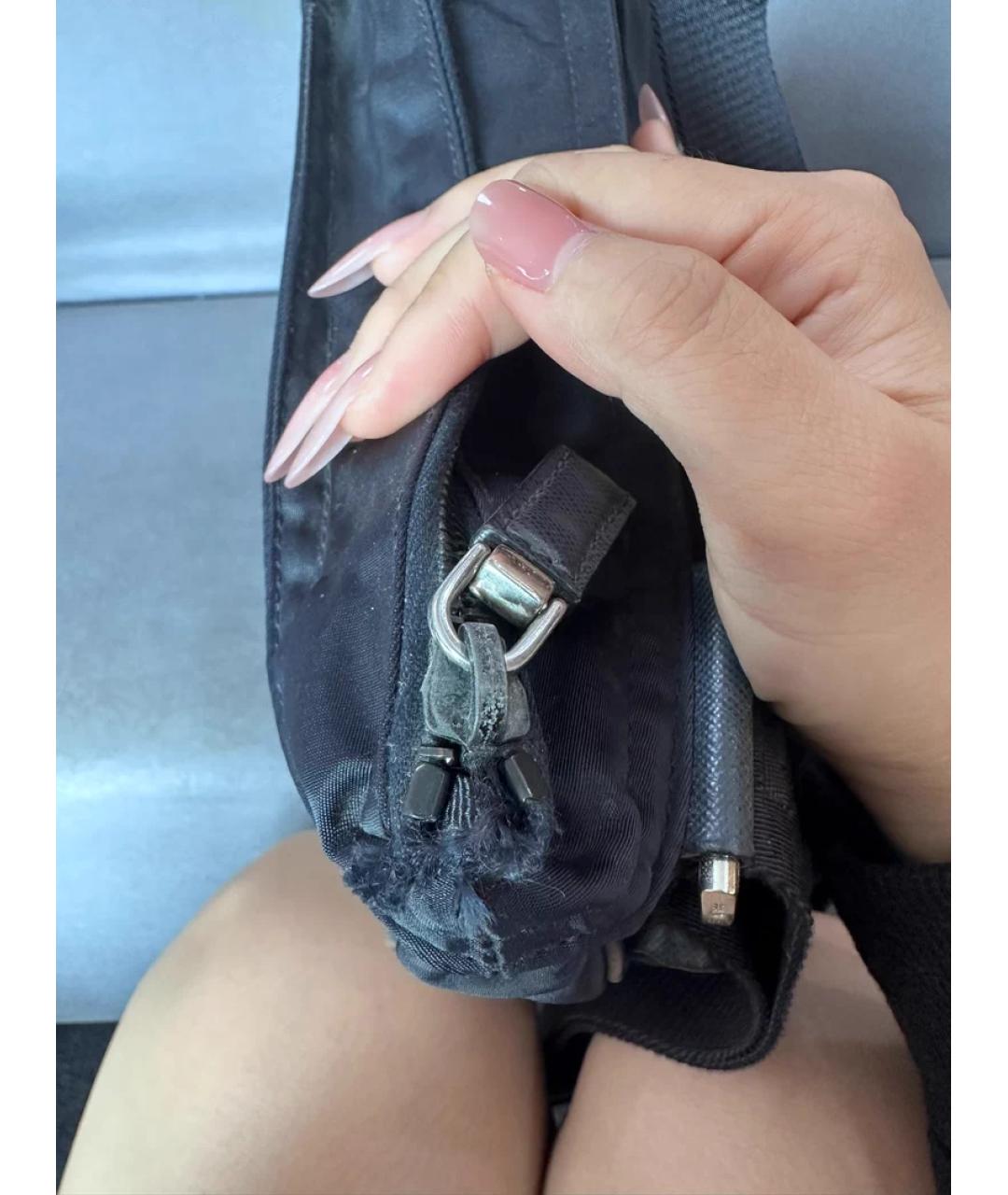 PRADA Черная синтетическая сумка с короткими ручками, фото 5