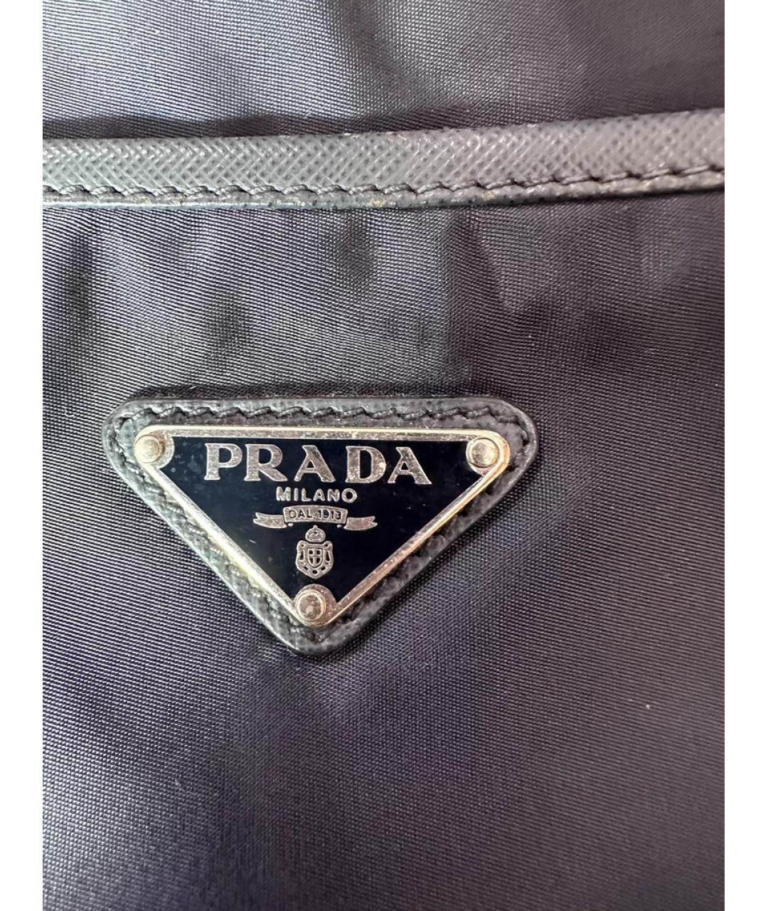 PRADA Черная синтетическая сумка с короткими ручками, фото 7