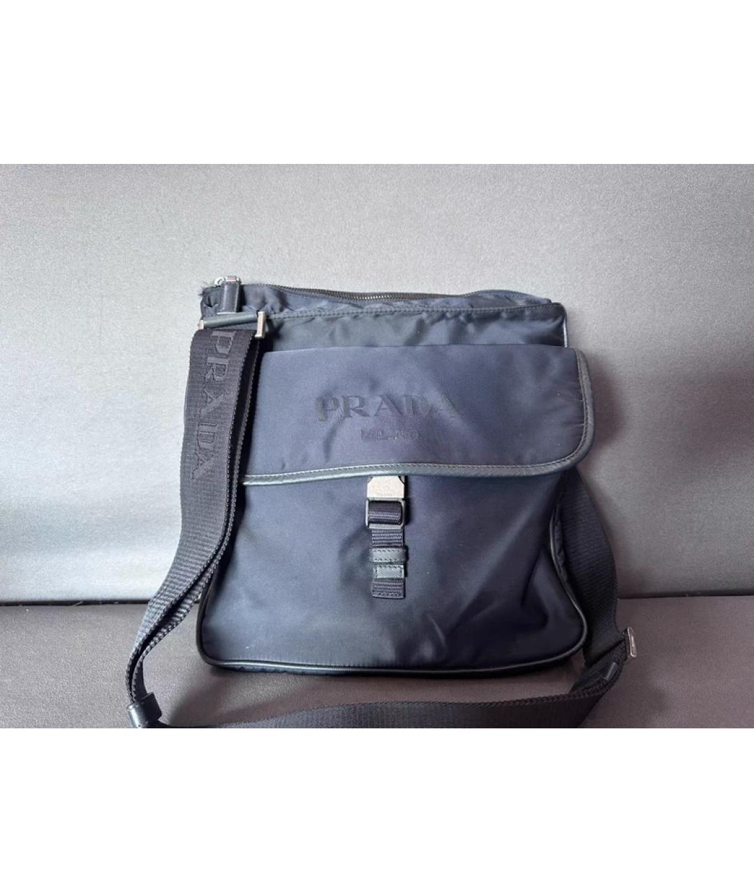 PRADA Черная синтетическая сумка с короткими ручками, фото 9