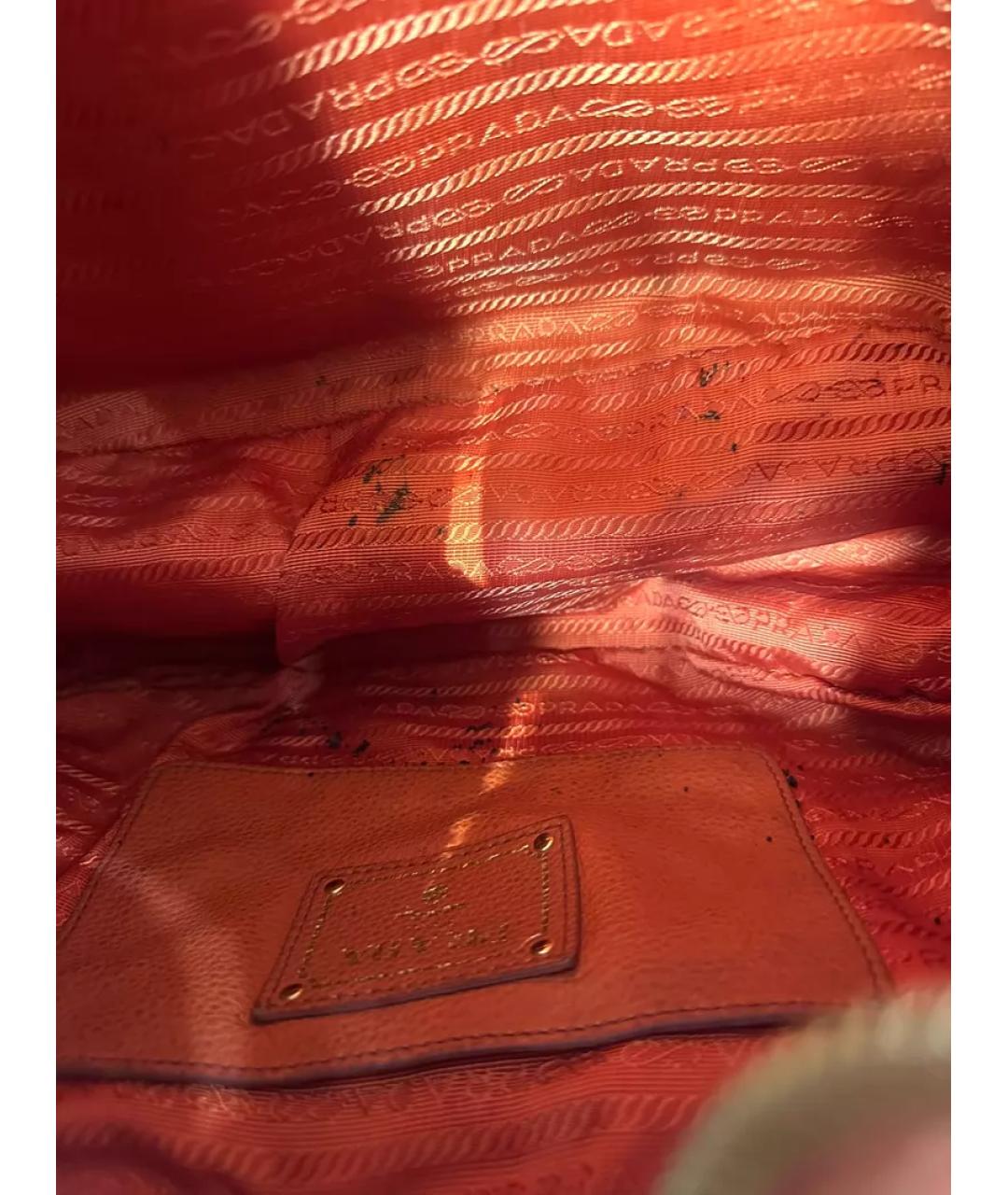 PRADA Оранжевая кожаная сумка с короткими ручками, фото 9