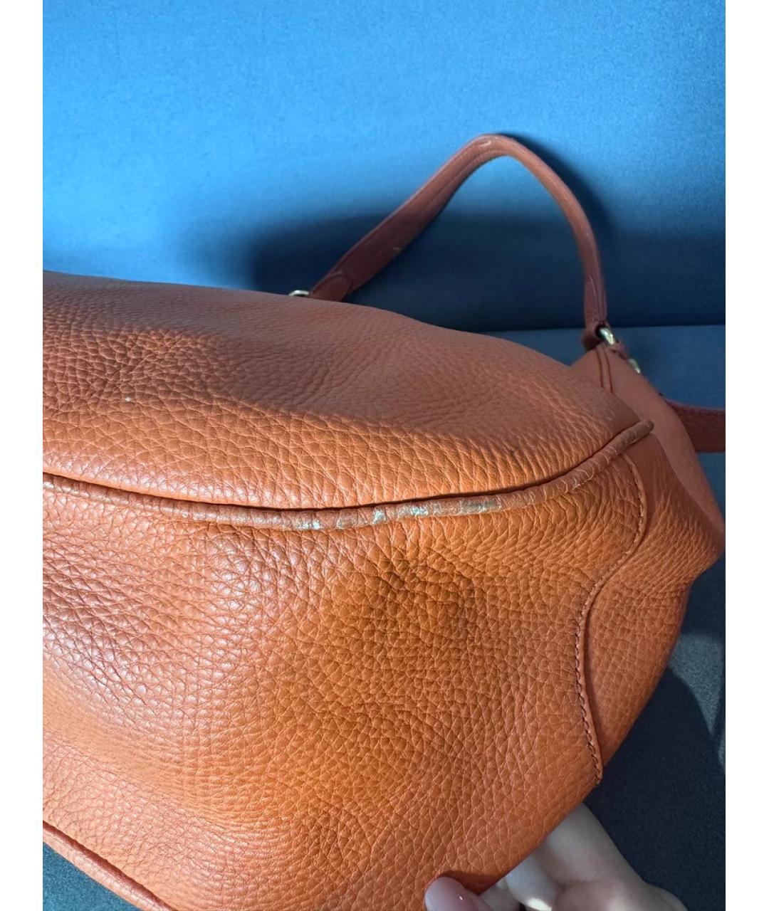 PRADA Оранжевая кожаная сумка с короткими ручками, фото 3