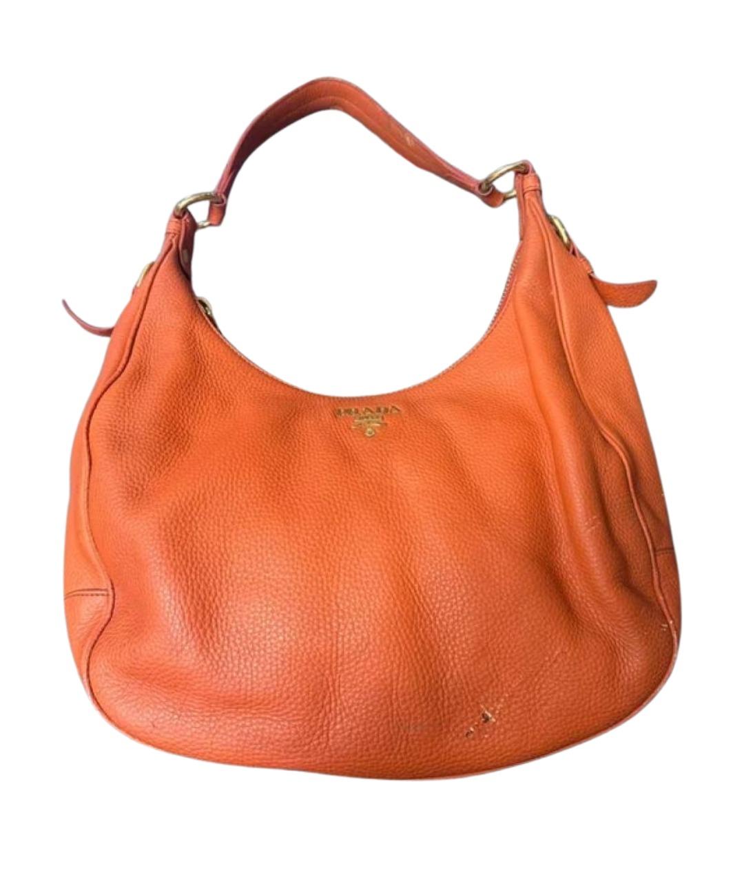 PRADA Оранжевая кожаная сумка с короткими ручками, фото 1