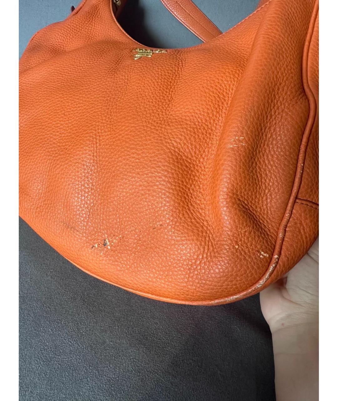 PRADA Оранжевая кожаная сумка с короткими ручками, фото 4