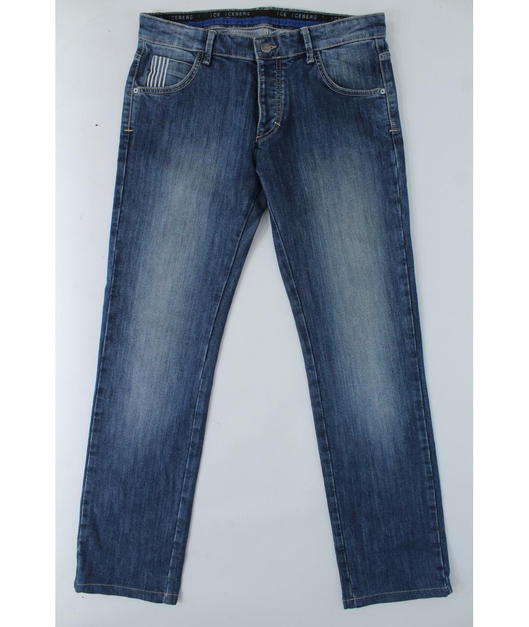 ICEBERG Синие хлопко-полиэстеровые джинсы скинни, фото 10