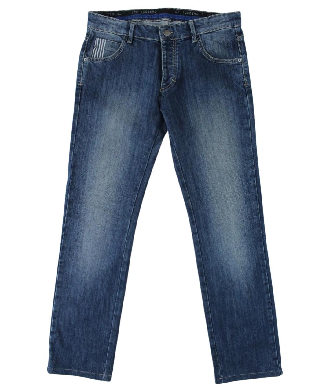 ICEBERG Синие хлопко-полиэстеровые джинсы скинни, фото 1