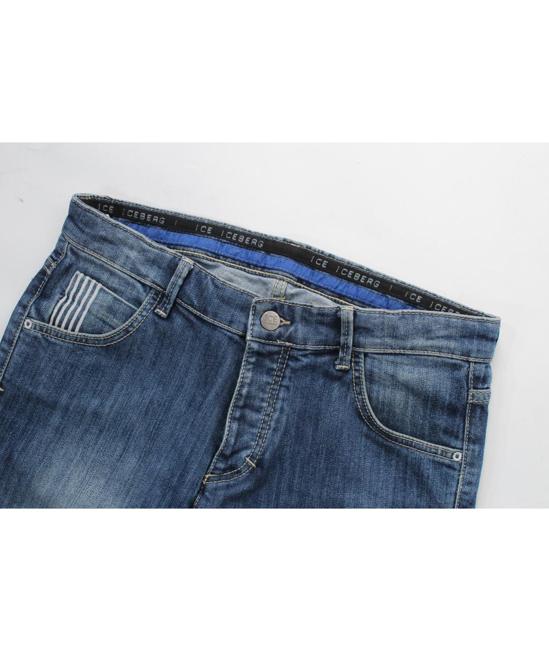 ICEBERG Синие хлопко-полиэстеровые джинсы скинни, фото 3