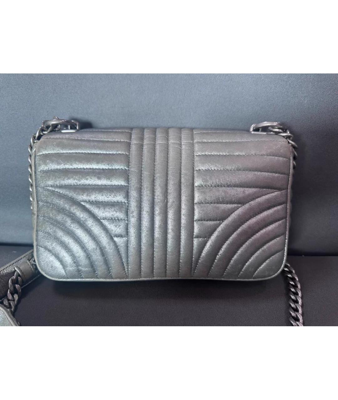 PRADA Серая кожаная сумка с короткими ручками, фото 2