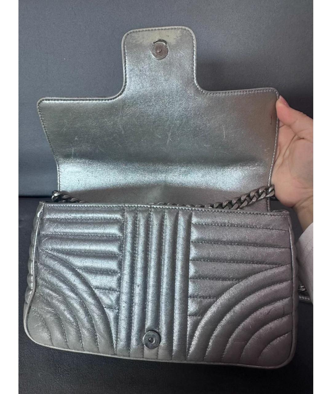 PRADA Серая кожаная сумка с короткими ручками, фото 6