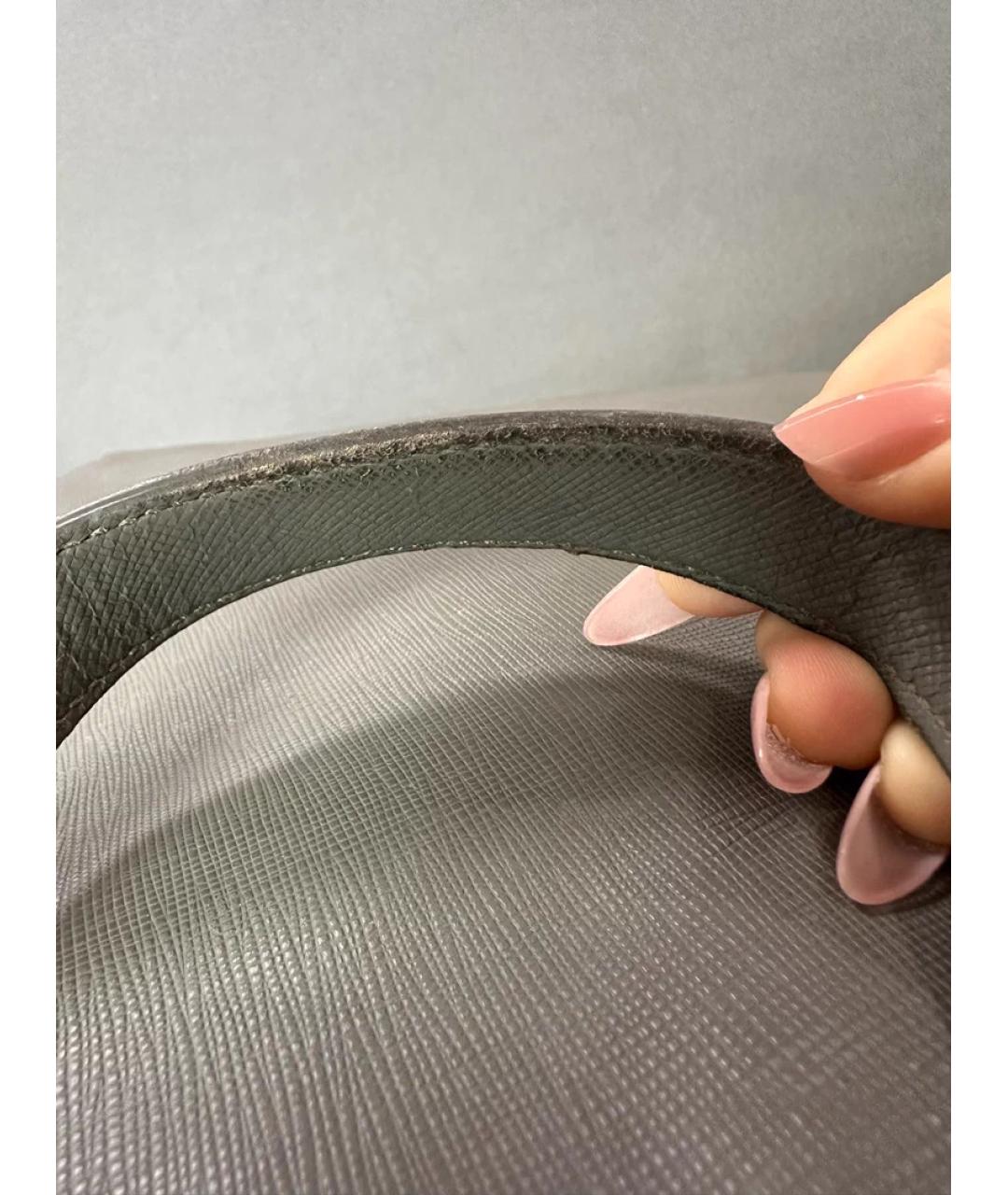 PRADA Серая кожаная сумка с короткими ручками, фото 7