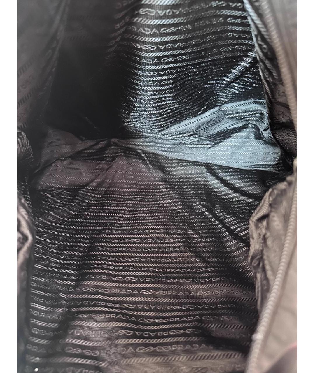 PRADA Черная синтетическая сумка с короткими ручками, фото 7