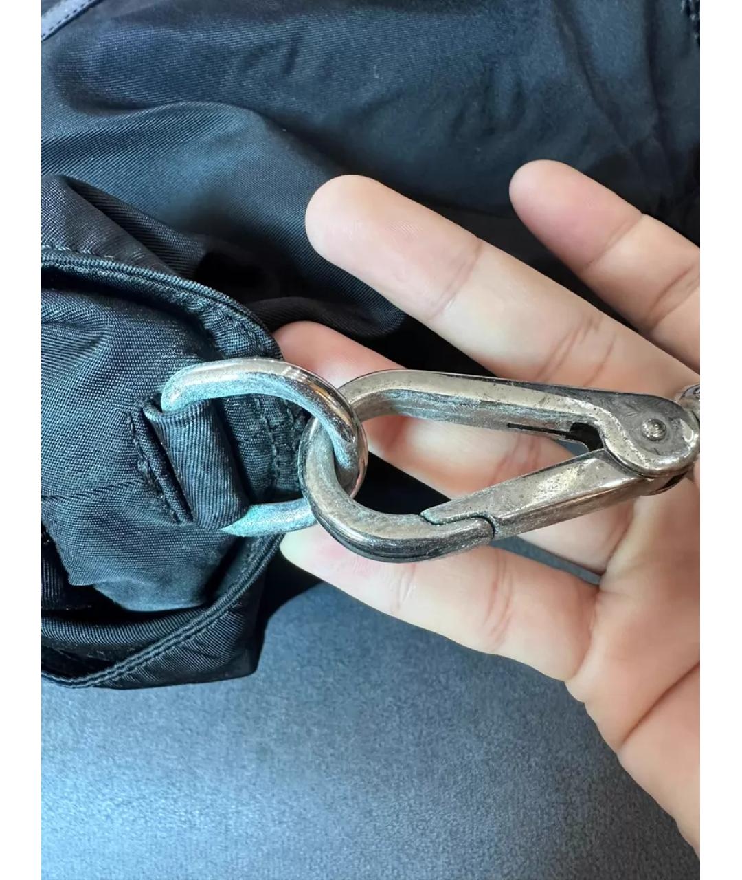 PRADA Черная синтетическая сумка с короткими ручками, фото 5