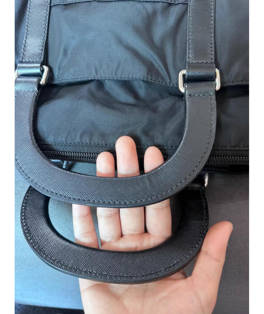 PRADA Черная синтетическая сумка с короткими ручками, фото 6