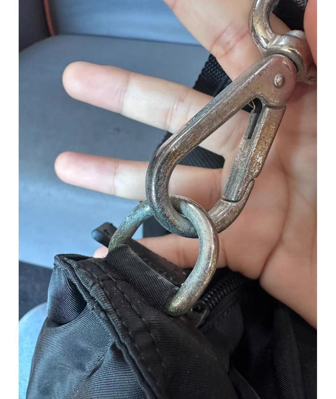 PRADA Черная синтетическая сумка с короткими ручками, фото 4