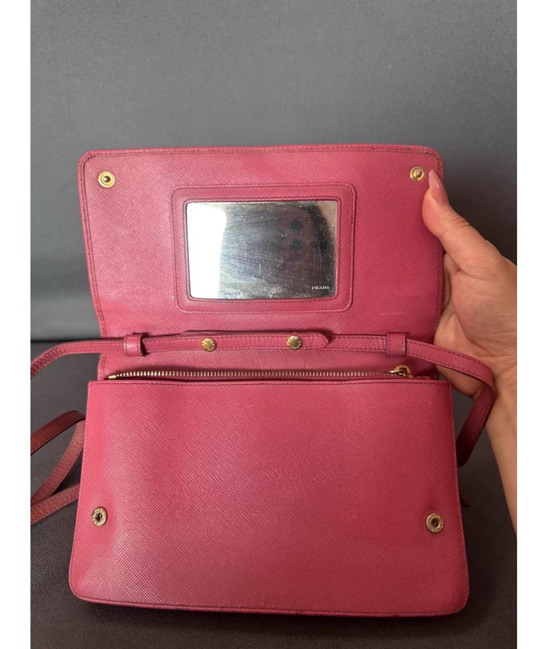 PRADA Розовая кожаная сумка через плечо, фото 6