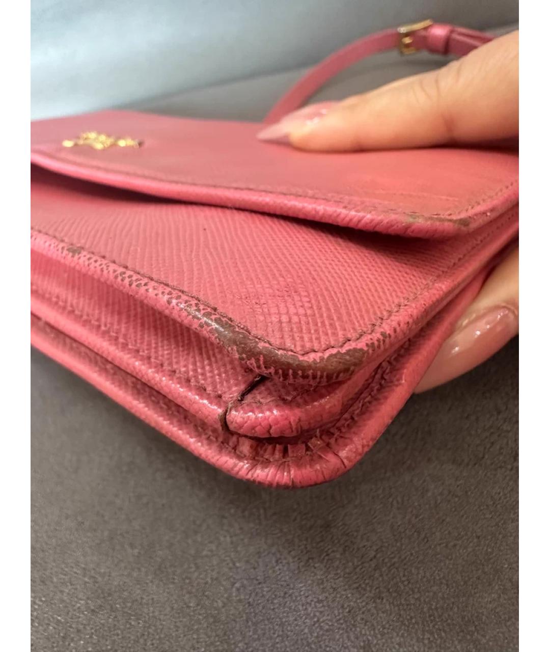 PRADA Розовая кожаная сумка через плечо, фото 4